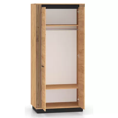 Zweitüriger Kleiderschrank 92 cm MING - Eiche Gold/Schwarz