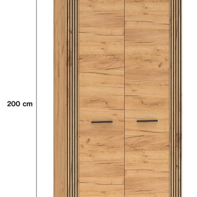 Zweitüriger Kleiderschrank 92 cm MING - Eiche Gold/Schwarz