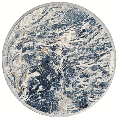 Runder Teppich 140 cm STEFANO - grau / blau