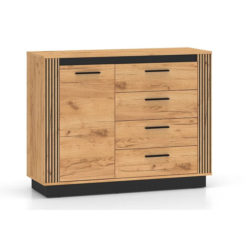 Kombikommode MING – Eiche Craft golden/schwarz