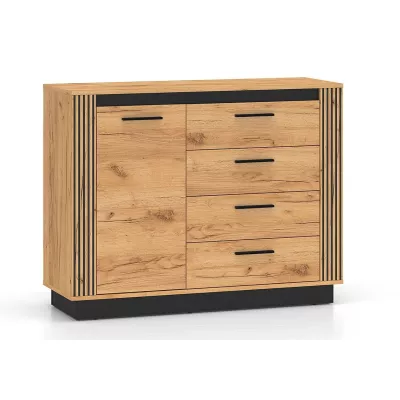 Kombikommode MING – Eiche Craft golden/schwarz