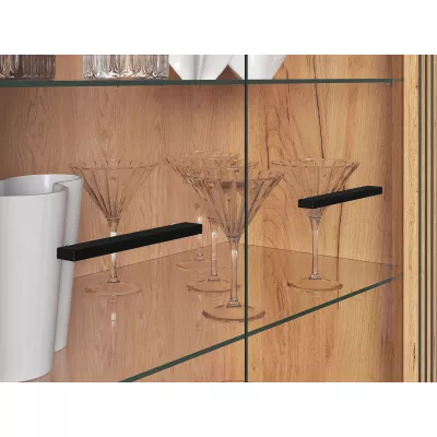 Vitrine mit Glasteil MING - Craft Eiche Gold/Schwarz