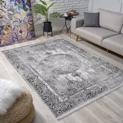 Teppich 160x220 cm STEFANO - grau / schwarz