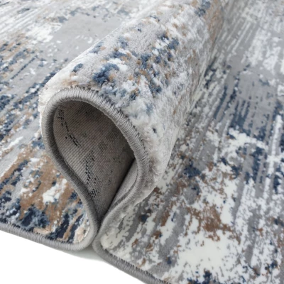 Rechteckiger Stückteppich 180x260 cm STEFANO - grau / blau / weiß