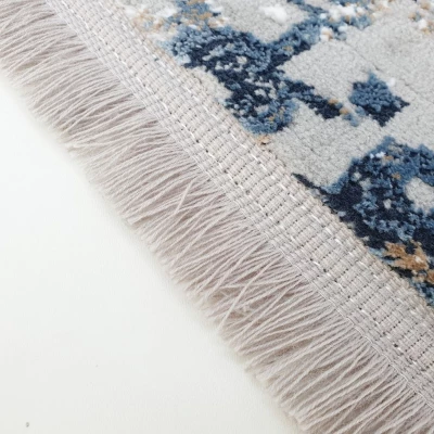 Rechteckiger Stückteppich 80x150 cm STEFANO - grau / blau / weiß