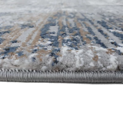 Rechteckiger Stückteppich 80x150 cm STEFANO - grau / blau / weiß