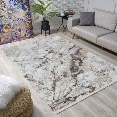 Rechteckiger Teppich 140x190 cm STEFANO - creme / gold