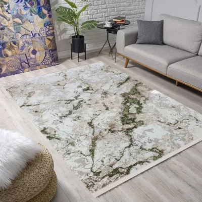 Rechteckiger Teppich 200x290 cm STEFANO - creme / grün