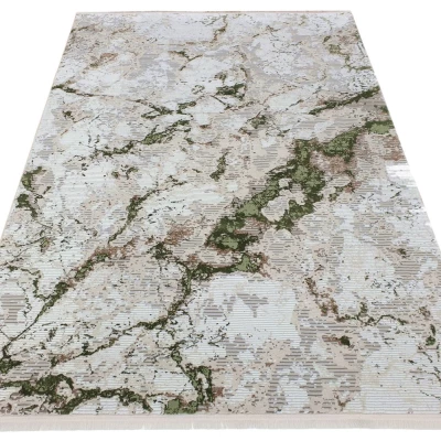 Rechteckiger Teppich 80x150 cm STEFANO - creme / grün