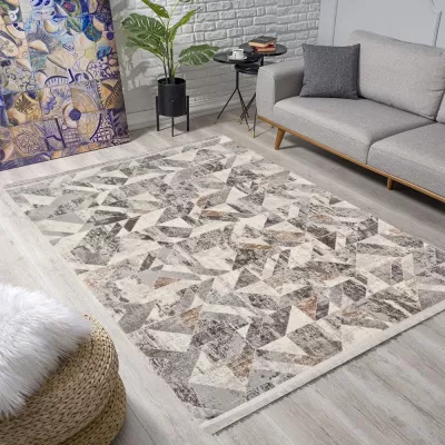 Rechteckiger Teppich 120x170 cm STEFANO - grau / gold