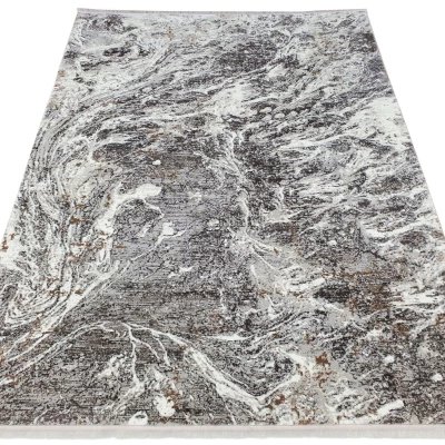 Rechteckiger Teppich 80x150 cm STEFANO - weiß / gold