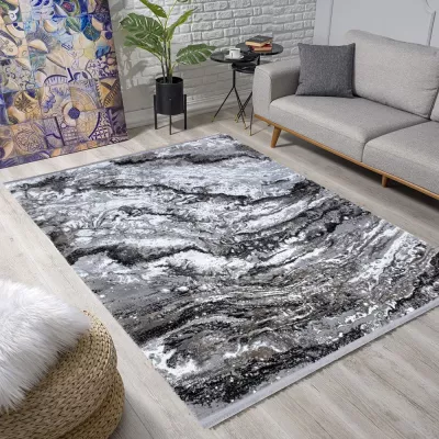 Rechteckiger Teppich 160x220 cm STEFANO - grau / schwarz