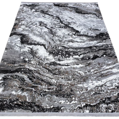 Rechteckiger Teppich 80x150 cm STEFANO - grau / schwarz