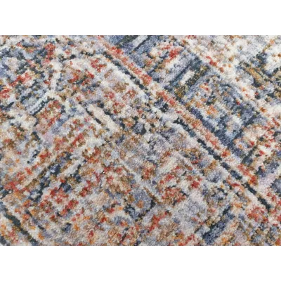 Runder Teppich 120 cm FRANCO mit Ornamenten - blau / beige