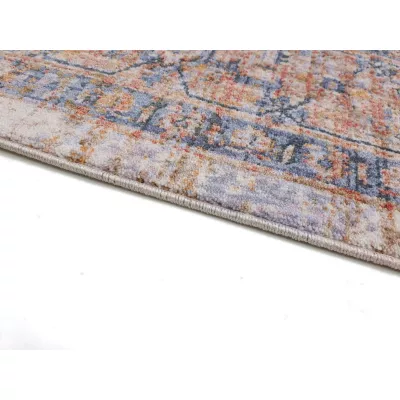 Runder Teppich 100 cm FRANCO mit Ornamenten - blau / beige
