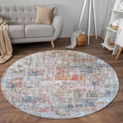 Runder Teppich 120 cm FRANCO - blau / grau