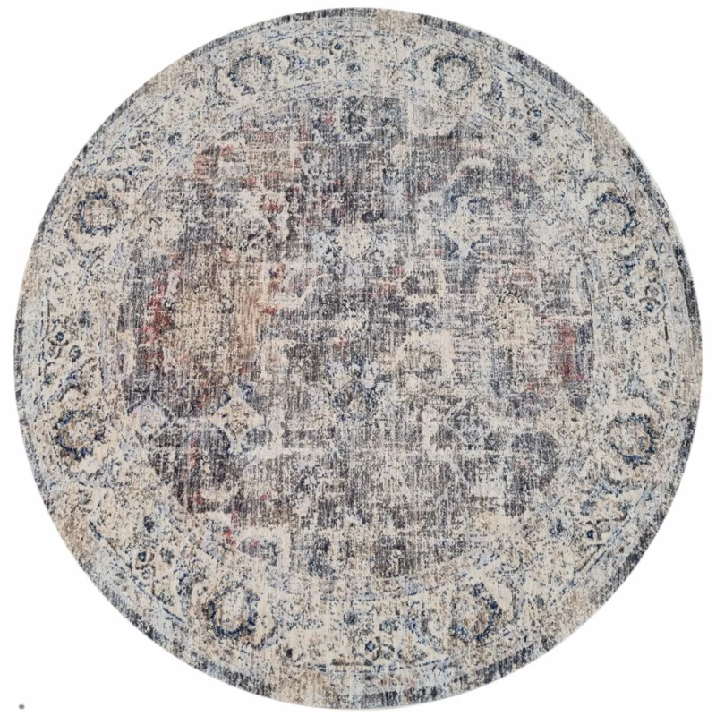 Runder Teppich 100 cm FRANCO - beige / blau