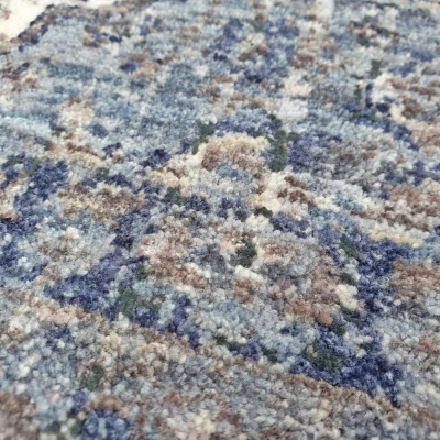 Runder Teppich 140 cm FRANCO mit Ornamenten - blau / weiß