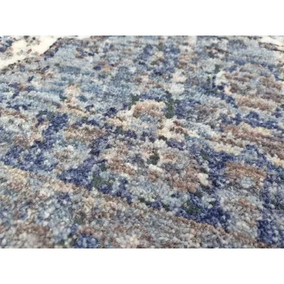 Runder Teppich 140 cm FRANCO mit Ornamenten - blau / weiß