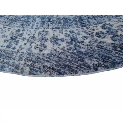 Runder Teppich 140 cm FRANCO mit Ornamenten - blau / weiß