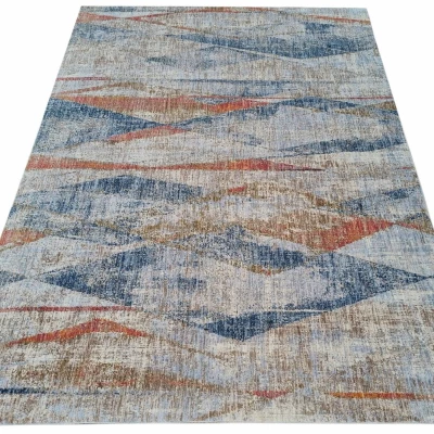Stück Teppich 140x190 cm FRANCO - blau / mehrfarbig