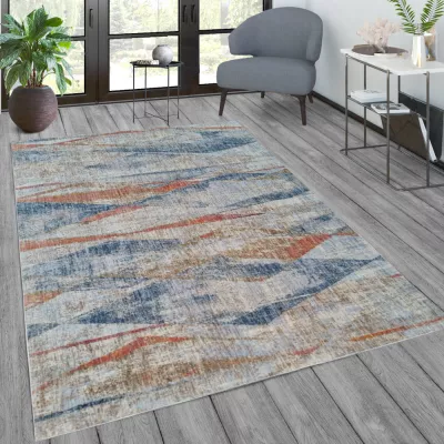 Stück Teppich 140x190 cm FRANCO - blau / mehrfarbig