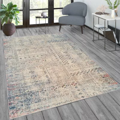 Gemusterter Stückteppich 200x290 cm FRANCO - blau / beige