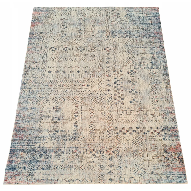 Gemusterter Stückteppich 140x190 cm FRANCO - blau / beige
