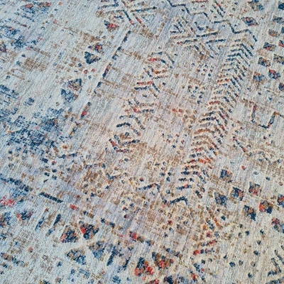 Gemusterter Stückteppich 140x190 cm FRANCO - blau / beige