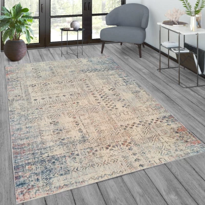 Gemusterter Stückteppich 140x190 cm FRANCO - blau / beige