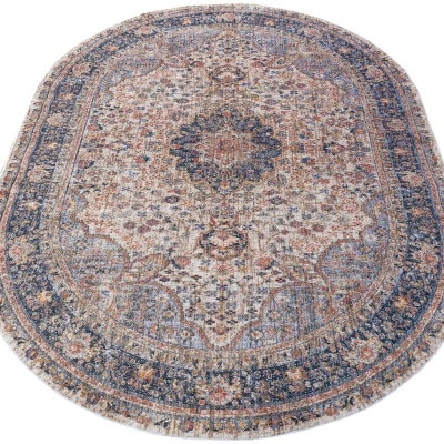 Ovaler Teppich 200x290 cm FRANCO - beige / blau