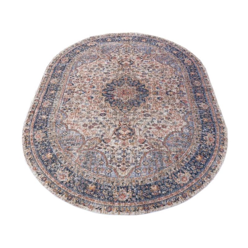 Ovaler Teppich 200x290 cm FRANCO - beige / blau