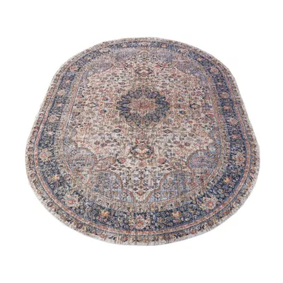Ovaler Teppich 200x290 cm FRANCO - beige / blau