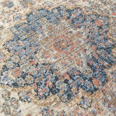 Stück Teppich 160x220 cm FRANCO mit Ornamenten - beige / blau
