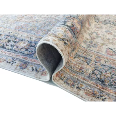 Stück Teppich 140x190 cm FRANCO mit Ornamenten - beige / blau