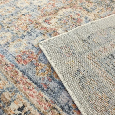 Stück Teppich 140x190 cm FRANCO mit Ornamenten - beige / blau