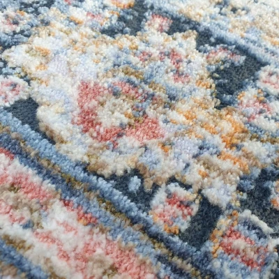 Stück Teppich 120x170 cm FRANCO mit Ornamenten - beige / blau