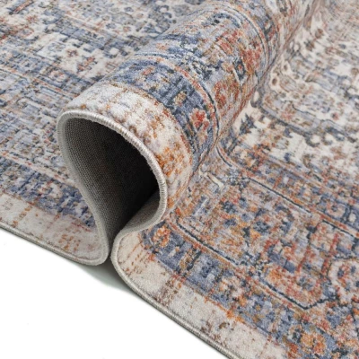 Ovaler Stückteppich 140x190 cm FRANCO - blau / beige