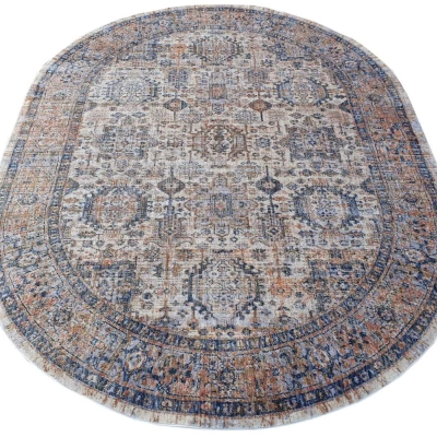 Ovaler Stückteppich 140x190 cm FRANCO - blau / beige