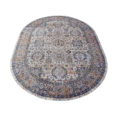 Ovaler Stückteppich 140x190 cm FRANCO - blau / beige