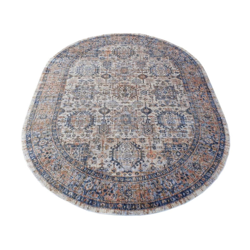 Ovaler Stückteppich 120x170 cm FRANCO - blau / beige