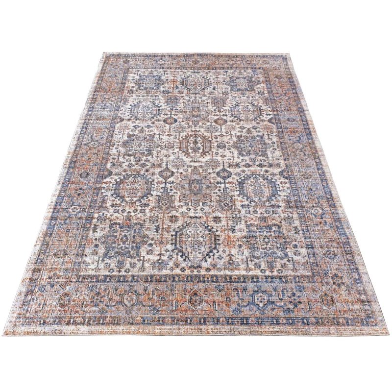 Stück Teppich 200x290 cm FRANCO mit Ornamenten - blau/beige