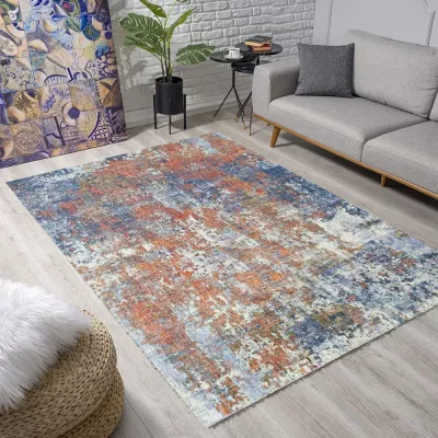 Stück Teppich 200x290 cm FRANCO - blau / orange