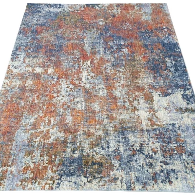 Stück Teppich 140x190 cm FRANCO - blau / orange