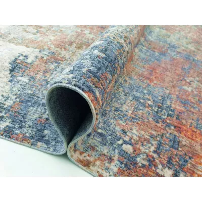 Stück Teppich 140x190 cm FRANCO - blau / orange