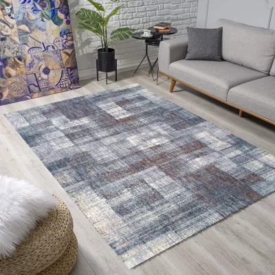 Stück Teppich 120x170 cm FRANCO - blau / weiß