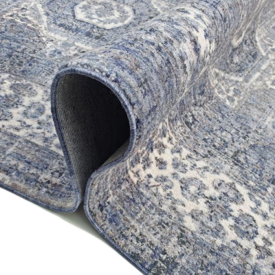 Stück Teppich 140x190 cm FRANCO mit Ornamenten - blau/weiß