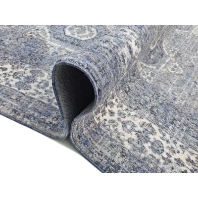 Stück Teppich 140x190 cm FRANCO mit Ornamenten - blau/weiß
