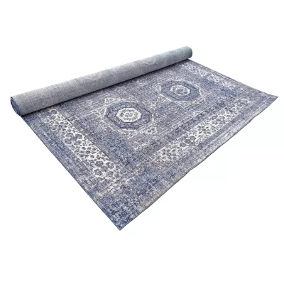 Stück Teppich 140x190 cm FRANCO mit Ornamenten - blau/weiß