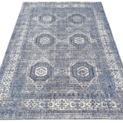 Stück Teppich 120x170 cm FRANCO mit Ornamenten - blau/weiß
